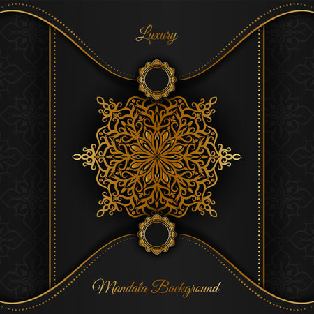 Black luxury background, with mandala ornamentのイラスト素材