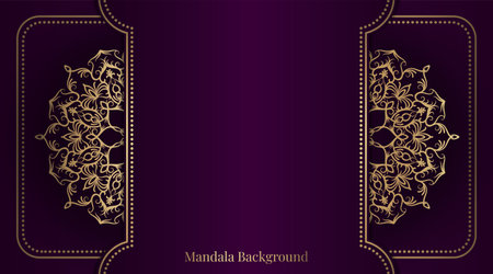 Purple background  with golden mandalaのイラスト素材