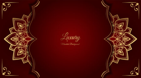 Red luxury background  with mandala ornamentのイラスト素材