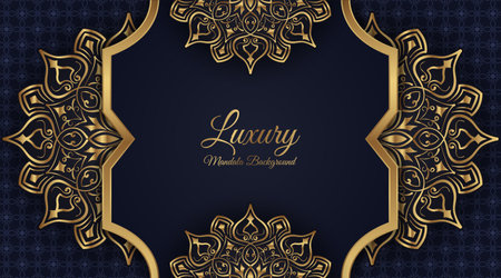 Luxury background with golden mandala ornamentのイラスト素材