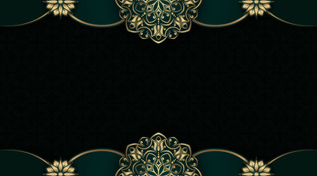 Green luxury background with mandala ornamentのイラスト素材