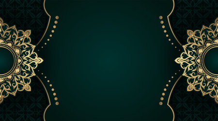 Green luxury background with mandala ornamentのイラスト素材