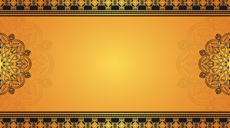 yellow background, with ornamental mandalaのイラスト素材