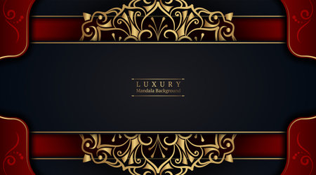 Luxury mandala background, red and blackのイラスト素材