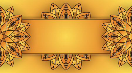 yellow background, with ornamental mandalaのイラスト素材