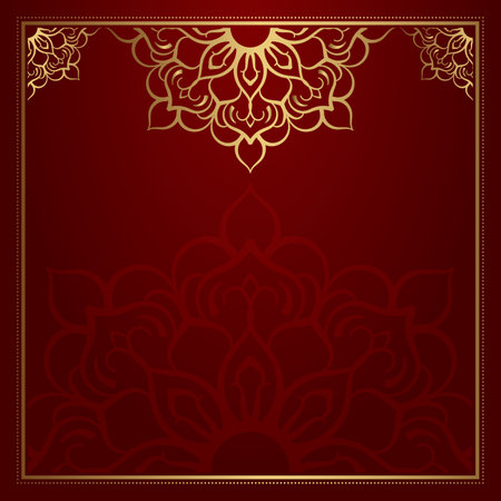 Red background with mandala ornamentのイラスト素材