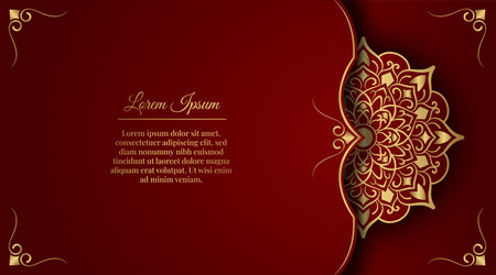 Luxury red background with mandala ornamentのイラスト素材