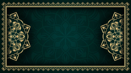 Vintage frame with gold mandala ornamentのイラスト素材