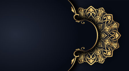 luxury black background, with gold mandalaのイラスト素材