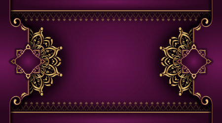 Purple background with golden mandala ornamentのイラスト素材