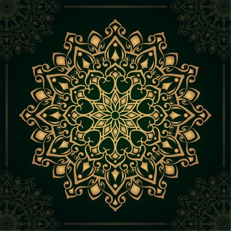 golden mandala ornament, round decorative designのイラスト素材