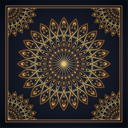 golden mandala ornament, round decorative designのイラスト素材