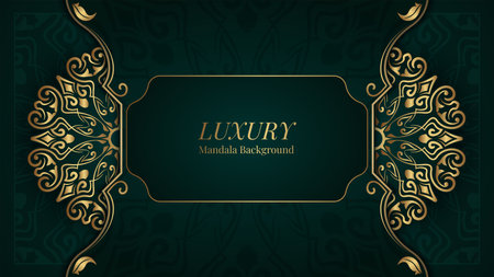 Luxury green background with ornamental mandalaのイラスト素材
