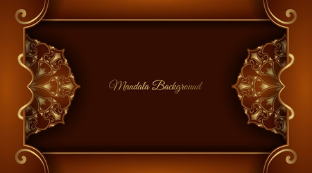 Luxury brown background with golden mandala ornamentのイラスト素材