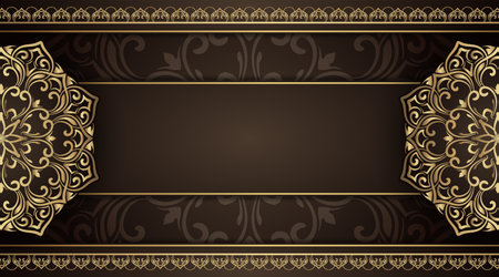 Brown background with golden mandalaのイラスト素材