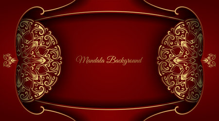 Luxury black background with golden mandala ornamentのイラスト素材