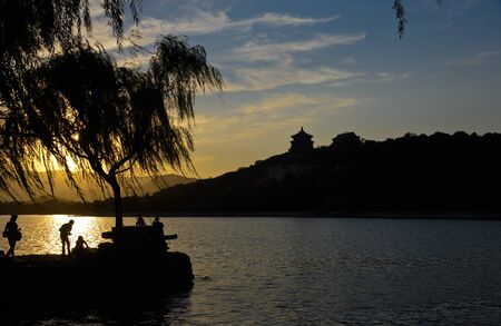 silhouette during the sunsetの写真素材