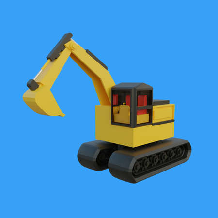 excavator side front look 3d objectの写真素材
