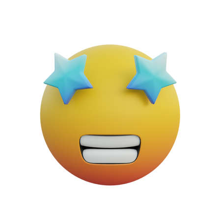 3d illustration Grinning Face with Star Eyes