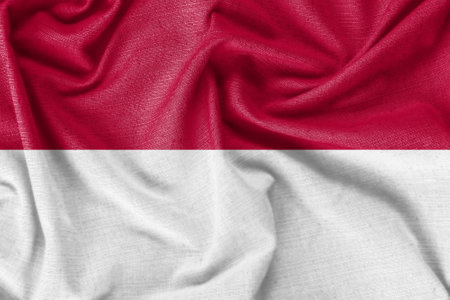 Indonesia country flag background realistic silk fabricの写真素材