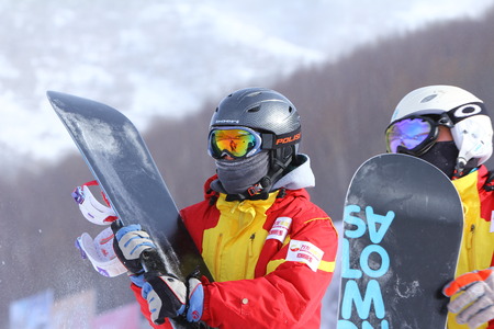 Two men with ski clothingのeditorial素材