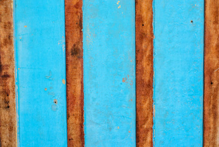 Blue wood with brown wood backgroundの写真素材
