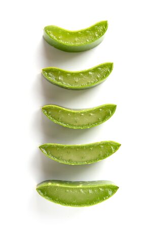 aloevera fresh leaf. isolated over whiteの写真素材