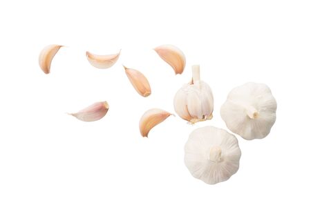 Garlic set isolated on white backgroundの写真素材