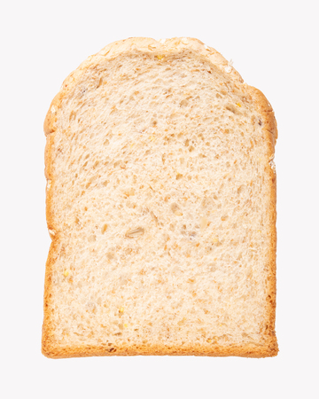 Slice of a whole wheat bread isolated on a white background.