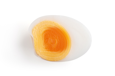 boiled eggs isolated on white backgroundの写真素材