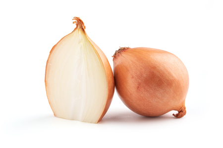 Onion bulb isolated. Onion slice on white backgroundの写真素材