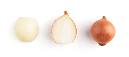 Onion bulb isolated. Onion slice on white backgroundの写真素材