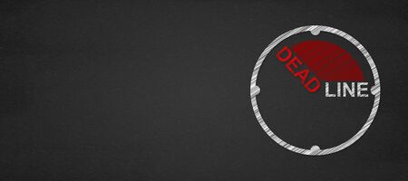 Deadline concept. Clock with words deadline on its faceの写真素材
