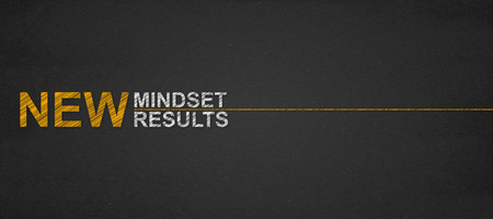 Text new mindset new results on a blackboard. success and personal development concept.の写真素材