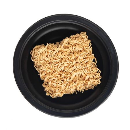 Detail of fast cooking noodles on white background.の写真素材