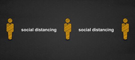 Social distancing concept people standing away to prevent COVID-19 coronavirus diseaseの写真素材