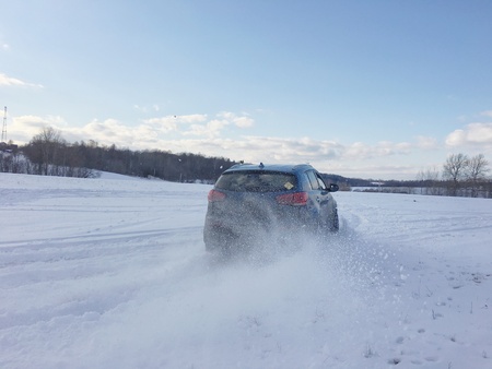 Extreme off-road drifting in the winter field