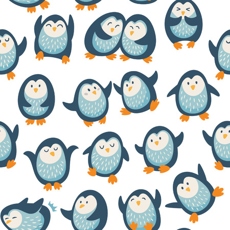 Cartoon seamless pattern with penguinsのイラスト素材