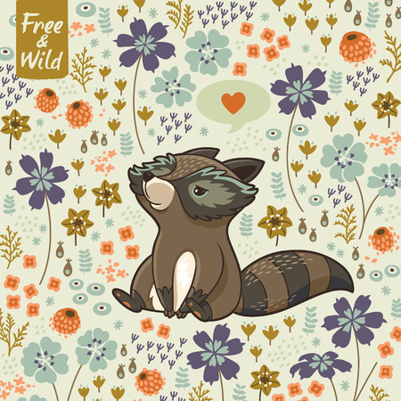 Floral card in Scandinavian style. Vector illustrationのイラスト素材