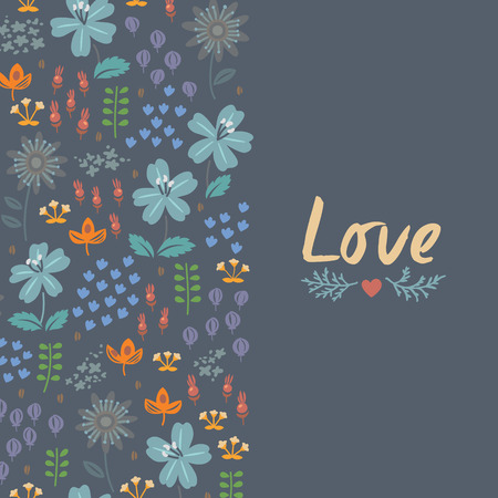Vector background with flowers ans leaves. Cartoon invitationのイラスト素材