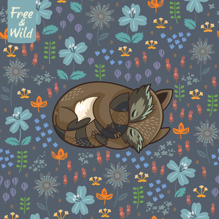 Floral card in Scandinavian style. Vector illustrationのイラスト素材