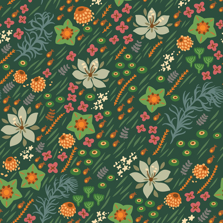 Background with flowers in Scandinavian style. Vector textureのイラスト素材