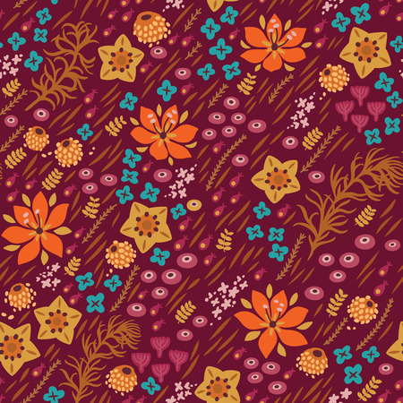 Background with flowers in Scandinavian style. Vector textureのイラスト素材