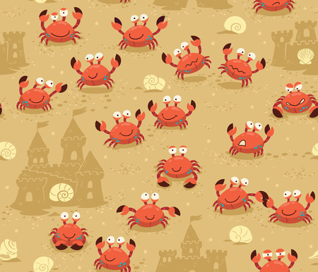 Illustration endless background with crabs. Vector backdropのイラスト素材
