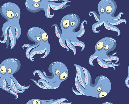 Vector octopus background in violet colors. Comics printのイラスト素材