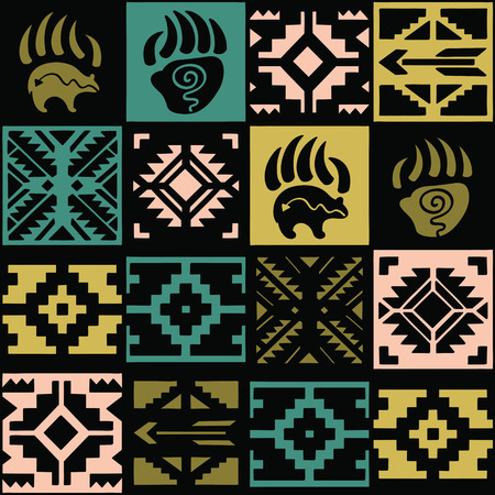 Seamless colorful decorative pattern in tribal styleのイラスト素材