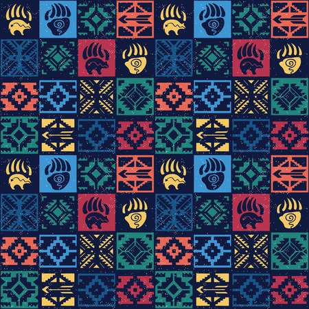 Seamless colorful decorative pattern in tribal styleのイラスト素材