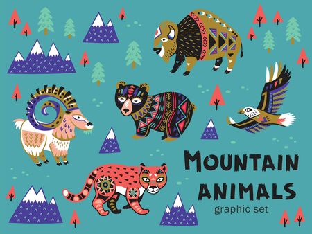 Set of mountain animal.のイラスト素材