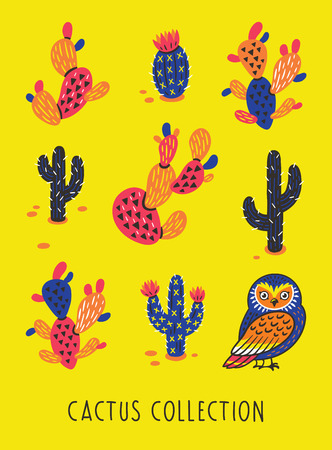Cactus collection in vectorのイラスト素材