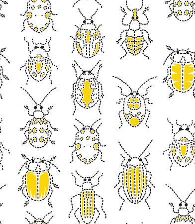 Embroidery bugs seamless pattern on white background.の写真素材